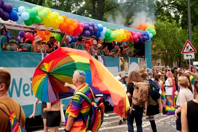 COLOGNE, GERMANY - 9 JULY 2023: Participant of Street Parade of the Christopher Street Day (CSD), Gay Pride. LGBT  Copyright: xVitaliixKliuievx