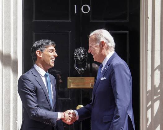 News Themen der Woche KW28 News Bilder des Tages . 10 07 2023. London, United Kingdom. Rishi Sunak Greets Joe Biden to No10. UK Prime Minister Rishi Sunak greets President of the United States Joe Biden to No10 Downing Street for talks on Ukraine.  xMartynxWheatleyx xi-Imagesx IIM-24558-0009