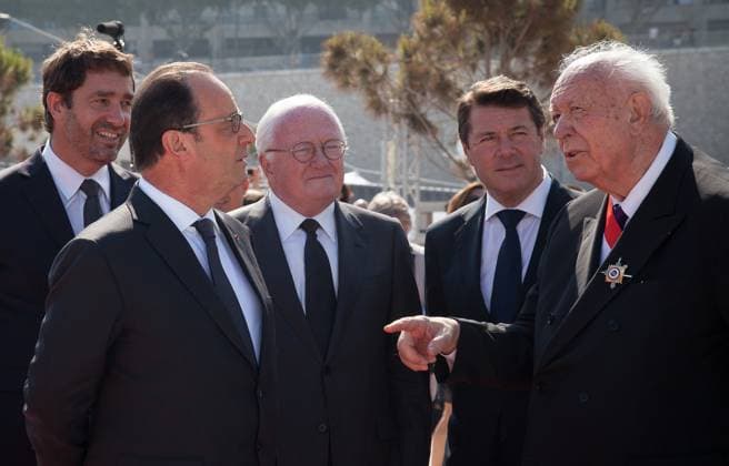 President Hollande Opens MEDCOP21 - Marseille French President Francois Hollande along with the President of the the PACA Regional Council President Michel Vauzelle, Nice mayor Christian Estrosi and Marseille mayor Jean-Claude Gaudin arriving for the opening of the Mediterranean Climate Summit MEDCOP21 held at the Villa Mediterranee in Marseille, southern France on June 4, 2015. Photo by Franck Bessiere ABACAPRESS.COM Marseille France  Copyright: xBessierexFranck ABACAx 503393_011 BessierexFranck ABACAx 503393_011
