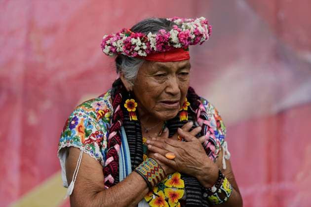 Press Conference For The Crystallised Sweets Fair In Xochimilco, Mexico City Abuelita Amalia Salas Casales, artisan, traditional doctor and activist for the defence of the land, corn, water and chinampas of Lake Xochimilco, during a press conference at the Archaeological Museum in the municipality of Xochimilco, Mexico City, on the occasion of the Crystallised Sweet Fair in Santa Cruz Acalpixca. This fair has been held since 1982 in the town of Santa Cruz Acalpixca, Xochimilco, with the purpose of making known products such as chilacayote, pumpkin, carrots, nopal, among others typical of the region; ingeniously transformed in an artisanal way into delicious and exotic sweets. The crystallization of sweets is a technique of conventual ori Copyright: xGerardoxVieyrax originalFilename: vieyra-notitle230711_np8Ha.jpg