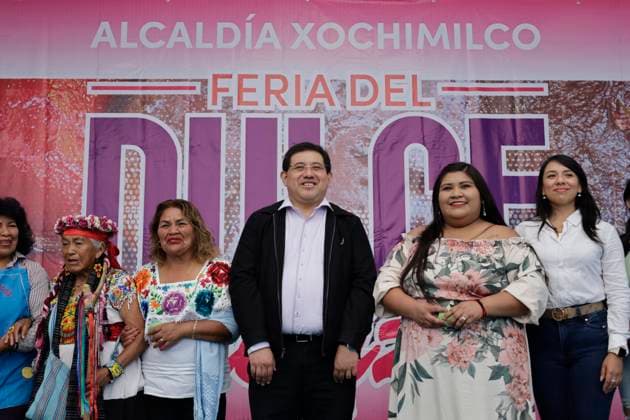 Press Conference For The Crystallised Sweets Fair In Xochimilco, Mexico City At the centre, Jose Carlos Acosta Ruiz, mayor of Xochimilco, during a press conference at the Archaeological Museum in the municipality of Xochimilco, Mexico City, on the occasion of the Crystallised Sweet Fair in Santa Cruz Acalpixca. This fair has been held since 1982 in the town of Santa Cruz Acalpixca, Xochimilco, with the purpose of making known products such as chilacayote, pumpkin, carrots, nopal, among others typical of the region; ingeniously transformed in an artisanal way into delicious and exotic sweets. The crystallization of sweets is a technique of conventual origin that was born in the novo-Hispanic era, it consists of a slow cooking in water and Copyright: xGerardoxVieyrax originalFilename: vieyra-notitle230711_npfAC.jpg