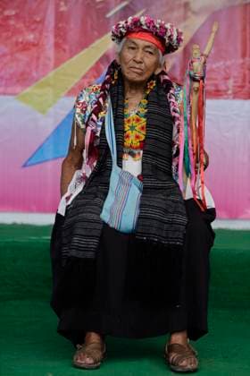Press Conference For The Crystallised Sweets Fair In Xochimilco, Mexico City Abuelita Amalia Salas Casales, artisan, traditional doctor and activist for the defence of the land, corn, water and chinampas of Lake Xochimilco, holds her baton during a press conference at the Archaeological Museum in the municipality of Xochimilco, Mexico City, on the occasion of the Crystallised Sweet Fair in Santa Cruz Acalpixca. This fair has been held since 1982 in the town of Santa Cruz Acalpixca, Xochimilco, with the purpose of making known products such as chilacayote, pumpkin, carrots, nopal, among others typical of the region; ingeniously transformed in an artisanal way into delicious and exotic sweets. The crystallization of sweets is a technique o Copyright: xGerardoxVieyrax originalFilename: vieyra-notitle230711_nphOT.jpg