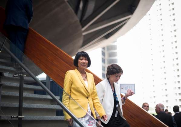July 12, 2023, Toronto, ON, CANADA: Mayor Olivia Chow makes her way towards the media for a press conference after being sworn in as the 66th Mayor of Toronto, at City Hall on Wednesday, July 12, 2023. Toronto CANADA  - ZUMAc35_ 20230712_zaf_c35_084 Copyright: xTijanaxMartinx