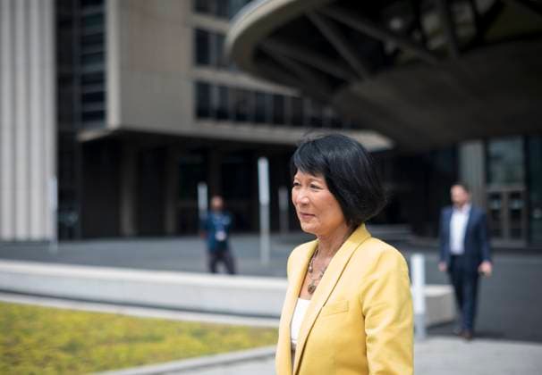 July 12, 2023, Toronto, ON, CANADA: Newly elected Mayor Olivia Chow, makes her way towards a press conference outside Toronto City Hall, on Wednesday, July 12, 2023. Toronto CANADA  - ZUMAc35_ 20230712_zaf_c35_088 Copyright: xTijanaxMartinx