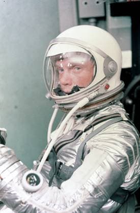 American Astronaute John Glenn Dies at 95 Astronaut John H. Glenn Jr. dons his silver Mercury pressure suit in preparation for launch. On February 20, 1962 Glenn lifted off into space aboard his Mercury Atlas (MA-6) rocket and became the first American to orbit the Earth. After orbiting the Earth 3 times, Friendship 7 landed in the Atlantic Ocean 4 hours, 55 minutes and 23 seconds later, just East of Grand Turk Island in the Bahamas. Glenn and his capsule were recovered by the Navy Destroyer Noa, 21 minutes after splashdown. Please note: Fees charged by the agency are for the agency 2019 ;s services only, and do not, nor are they intended to, convey to the user any ownership of Copyright or License in the material. The agency does not claim  Copyright: xABACAx 574584_009 ABACAx 574584_009 