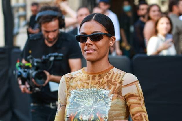 PFW - Jean Paul Gaultier by Olivier Rousteing Arrivals - Paris Fashion Week - Haute Couture Fall Winter 2022 2023 NB Tina Kunakey attends the Jean Paul Gaultier by Olivier Rousteing Couture Fall Winter 2022 2023 show as part of Paris Fashion Week on July 06, 2022 in Paris, France. Photo by Nasser Berzane ABACAPRESS.COM Paris France  Copyright: xBerzanexNasser ABACAx 816735_127 BerzanexNasser ABACAx 816735_127 