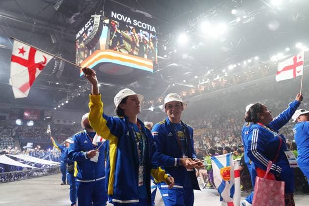 July 16, 2023, Halifax, NS, Canada: Athletes from host team Nova Scotia take part in the athletes parade during the opening ceremony of the North American Indigenous Games 2023 in Halifax, Sunday, July 16, 2023. Halifax Canada  - ZUMAc35_ 20230716_zaf_c35_104 Copyright: xDarrenxCalabresex