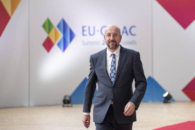 News Bilder des Tages European Council President Charles Michel arrives for the EU - CELAC (Comunidad de Estados Latinoamericanos y Caribenos - Community of Latin American and Caribbean States) summit, in Brussels, Monday 17 July 2023. The EU-CELAC summits bring together European, Latin American and Caribbean heads of state and government to strengthen relations between these regions. **** BELGIUM ONLY ****  NICOLASxMAETERLINCK 70716796
