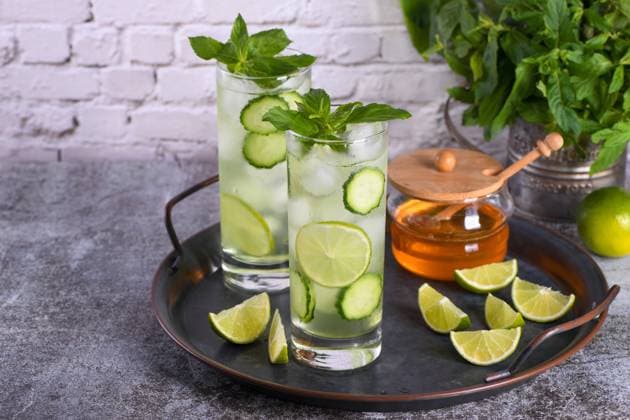 Mint Cucumber Gimlet Cucumber Gimlet with gin and honey, very good in combination with mint. This is a great refreshing cocktail. Copyright: xZoonar.com MarynaxVoronovax 20334101