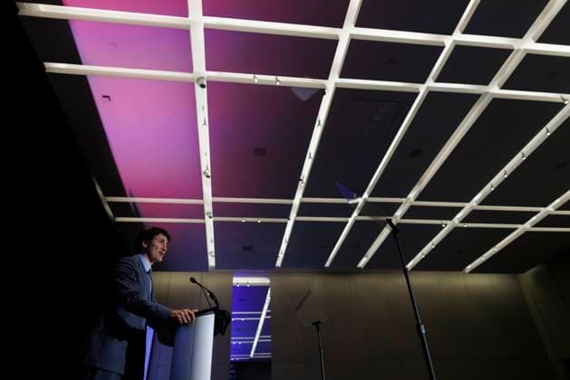 News Bilder des Tages July 18, 2023, TORONTO, ON, Canada: Prime Minister of Canada, Justin Trudeau, speaks during Australia-Canada Economic Leadership Forum in Toronto, Tuesday, July 18, 2023. TORONTO Canada  - ZUMAc35_ 20230718_zaf_c35_005 Copyright: xColexBurstonx
