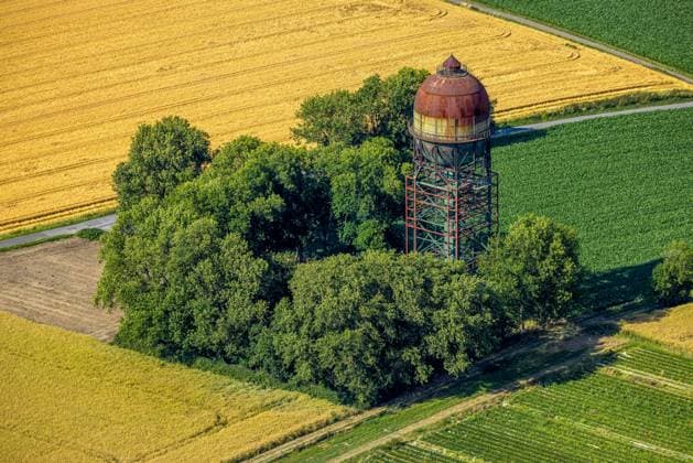Luftbild, Wasserturm Lanstroper Ei, Hostedde, Dortmund, Ruhrgebiet, Nordrhein-Westfalen, Deutschland !ACHTUNGxMINDESTHONORARx60xEURO! *** Aerial view, water tower Lanstroper Ei, Hostedde, Dortmund, Ruhr area, North Rhine-Westphalia, Germany ATTENTIONxMINESTHONORARx60xEURO