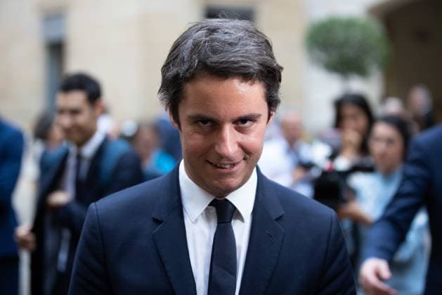 Paris, France, July 20, 2023 - Newly appointed France s Education Minister Gabriel Attal greets people after the handover ceremony at the Ministry of Education in Paris on July 20, 2023. French presidency formalized French government reshuffle on July 20, 2023 with eight new members of a government which has 41 ministers in total.  Copyright: xAlexisxSciardx