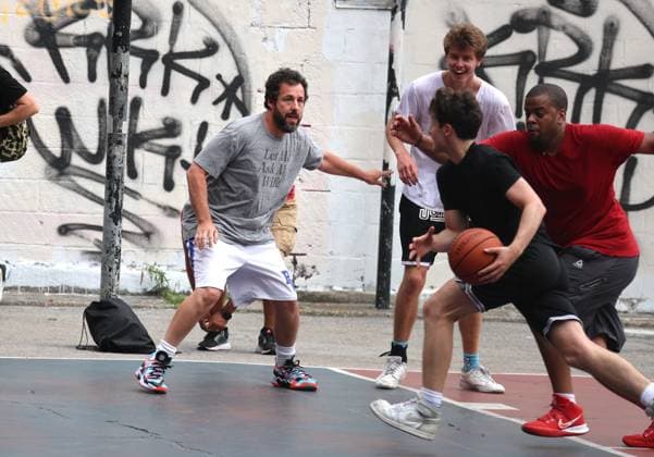 Adam Sandler and Timothee Chalamet Playing Basketball - NYC Actors Adam Sandler and Timothee Chalamet are playing basketball together with some friends in Soho, New York City, NY USA on July 20, 2023. Photo by Dylan Travis ABACAPRESS.COM New York City NY United States  Copyright: xDylanxTravis ABACAx 861442_034 DylanxTravis ABACAx 861442_034 