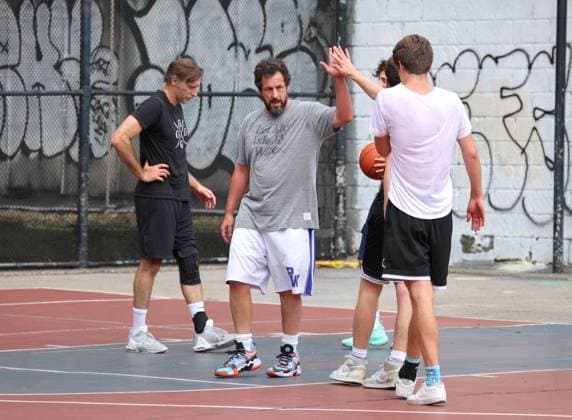Adam Sandler and Timothee Chalamet Playing Basketball - NYC Actors Adam Sandler and Timothee Chalamet are playing basketball together with some friends in Soho, New York City, NY USA on July 20, 2023. Photo by Dylan Travis ABACAPRESS.COM New York City NY United States  Copyright: xDylanxTravis ABACAx 861442_039 DylanxTravis ABACAx 861442_039 