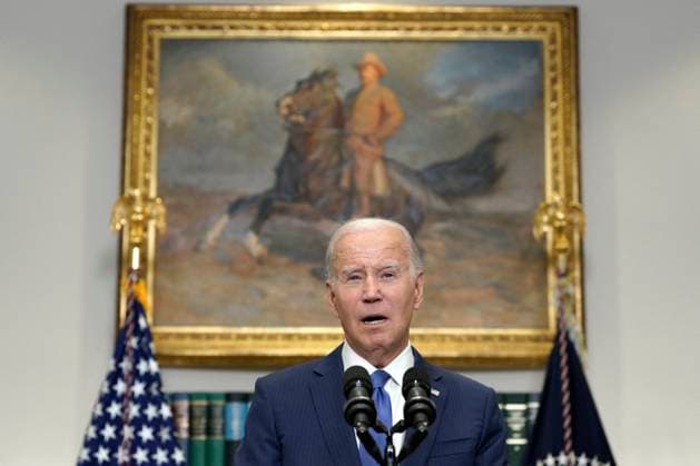 News Bilder des Tages Joe Biden on Artificial Intelligence - Washington U.S. President Joe Biden delivers remarks on on Artificial Intelligence in the Roosevelt Room of the White House in Washington on July 21, 2023. Photo by Yuri Gripas ABACAPRESS.COM Washington DC United States  Copyright: xPool ABACAx 861538_006 Pool ABACAx 861538_006 