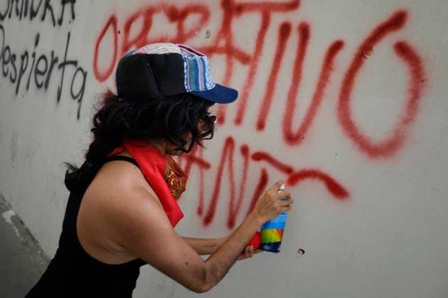 Protest Against Mayor Sandra Cuevas For Social Cleansing Actions In Mexico City Various sexual dissidence collectives, feminists and people dedicated to popular graphics, painted on the wall while demonstrating on the esplanade of the Cuauhtemoc mayor s office in Mexico City, against what they define as social cleansing , ordered through the diamond operation by the mayor Sandra Cuevas, after the implementation of operations that seek order, tranquility and cleanliness of the streets of the district, according to the district. Mexico City Mexico City Mexico  Copyright: xGerardoxVieyrax originalFilename: vieyra-notitle230721_npm0J.jpg