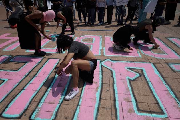 Protest Against Mayor Sandra Cuevas For Social Cleansing Actions In Mexico City Various sexual dissidence collectives, feminists and people dedicated to popular graphics, painted on the ground while demonstrating on the esplanade of the Cuauhtemoc mayor s office in Mexico City, against what they define as social cleansing , ordered through the diamond operation by Mayor Sandra Cuevas, after the implementation of operations that seek order, tranquility and cleanliness of the streets of the district, according to the district. Mexico City Mexico City Mexico  Copyright: xGerardoxVieyrax originalFilename: vieyra-notitle230721_npqKb.jpg