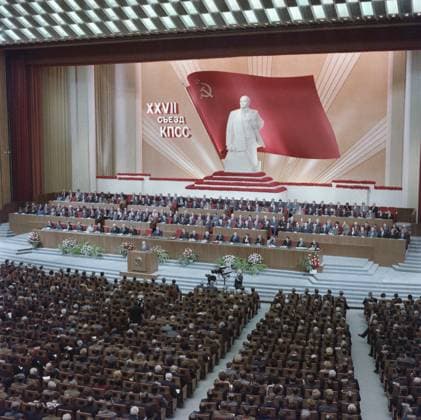 Moscow, USSR. Delegates attend the opening session of the 27th Congress of the Communist Party of the Soviet Union at the Kremlin Palace of Congresses. TASS  18686968