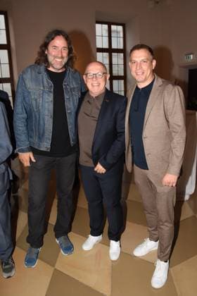 Roland Hefter Stadtrat Musiker Saenger Juergen Kirner Saenger Musiker Schauspieler Joerg Hoeglsperger Muenchen 25.07.2023 Marienplatz Altes Rathaus Dieter-Hildebrandt-Preis 2023 Verleihung . Muenchen