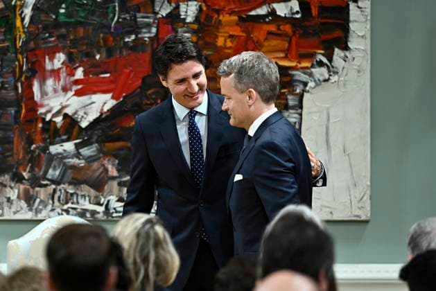 July 26, 2023, Ottawa, ON, Canada: Minister of Labour and Seniors Seamus O Regan is embraced by Prime Minister Justin Trudeau during a cabinet swearing-in ceremony at Rideau Hall in Ottawa, Wednesday, July 26, 202. Ottawa Canada  - ZUMAc35_ 20230726_zaf_c35_102 Copyright: xJustinxTangx