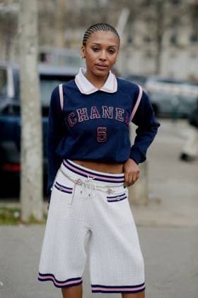 PFW - Street Style Street style, MV Tiangue arriving at Chanel Fall-Winter 2023-2024 show, held at Grand Palais Ephemere, Paris, France, on March 7th, 2023. Photo by Marie-Paola Bertrand-Hillion ABACAPRESS.COM Paris France  Copyright: xBertrand-HillionxMarie-Paola ABACAx 845275_127 Bertrand-HillionxMarie-Paola ABACAx 845275_127 