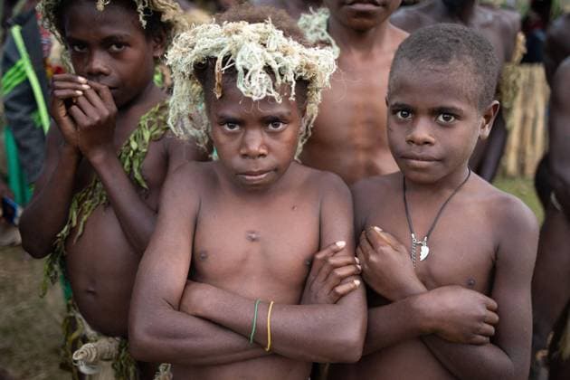 News Themen der Woche KW30 News Bilder des Tages Macron at the Melanesian art Festival - Vanuatu Young dancers and people in traditional costumes prior French President attends the Melanesian art festival in Port Vila, Vanuatu on July 27, 2023. Photo by Raphael Lafargue ABACAPRESS.COM Port Vila Vanuatu  Copyright: xLafarguexRaphael ABACAx 862176_022 LafarguexRaphael ABACAx 862176_022 