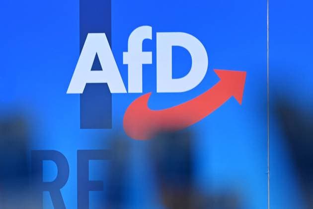 Logo. 14.Bundesparteitag der AfD Alternative fuer Deutschland am 28.07.2023 in der Messe Magdeburg *** Logo 14 Federal party conference of the AfD alternative for Germany on 28 07 2023 in the fair Magdeburg