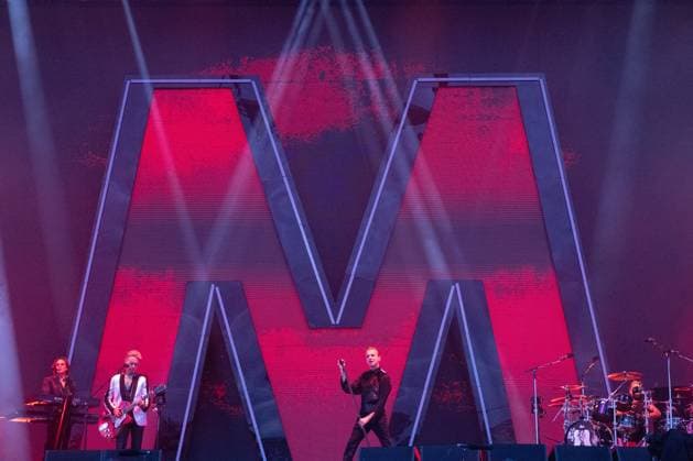 Entertainment Themen der Woche KW30 Entertainment Bilder des Tages Guitarist Martin Gore, 2nd from left, and singer Dave Gahan, center, of British music band Depeche Mode perform during the Memento Mori World Tour, on July 30, 2023, in Prague, Czech Republic. (CTKxPhoto MichalxKamaryt) CTKPhotoP2023073006517  CTKPhotoP2023073006517