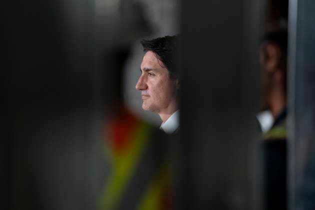 July 31, 2023, Hamilton, Ont, CAN: Prime Minister Justin Trudeau looks on during a visit to an apartment complex under construction in Hamilton, Ont., Monday, July 31, 2023. He was joined today by the Mayor of Hamilton, Andrea Horwath, to announce a joint investment of nearly $64 million from the Government of Canada and the City of Hamilton to build and repair 214 homes for families in the city. Hamilton CAN  - ZUMAc35_ 20230731_zaf_c35_069 Copyright: xPeterxPowerx