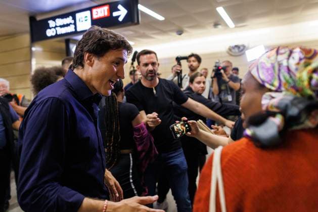 August 1, 2023, TORONTO, ON, CANADA: Canadian Prime Minister Justin Trudeau greets people inside a transit station in Toronto, during the Underground Freedom Train Ride in Toronto, an event commemorating the abolition of slavery in the British Empire, Tuesday, Aug. 1, 2023. TORONTO CANADA  - ZUMAc35_ 20230801_zaf_c35_013 Copyright: xColexBurstonx