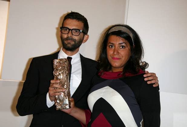 33rd Cesar awards Ceremony - Press Room - Paris Persopolis directors, Vincent Paronnaud and Marjane Satrapi pose at the photocall with their best first film award during the 33rd Cesar (French cinema awards) ceremony held at the Theatre du Chatelet in Paris, France, on February 22, 2008. Photo by Guignebourg-Khayat ABACAPRESS.COM Paris France  Copyright: xGuignebourg-Khayat ABACAx 145428_04 Guignebourg-Khayat ABACAx 145428_04 