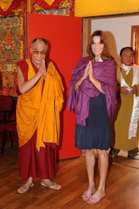 Carla Bruni-Sarkozy and the Dalai Lama Inaugurate the Lerab Ling temple- France Tibetan spiritual leader Dalai Lama and France s first lady Carla Bruni-Sarkozy attend the inauguration of the Buddhist Lerab Ling temple in Roqueredonde, southern France, August 22, 2008. Photo by Abd Rabbo-Bernard ABACAPRESS.COM Roqueredonde France  Copyright: xABACAx 161567_077 ABACAx 161567_077 