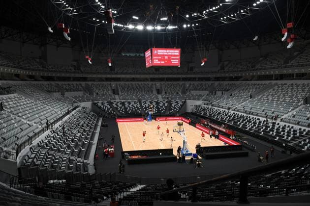 Ahead of the 2023 FIBA ‹‹World Cup The Syrian national team basketball players warmed up before playing against the Indonesian Patriots team in an Indonesia International Basketball Invitational match which was held at the Indonesia Arena, Jakarta, Friday 4 August 2023. In this match Indonesia Patriots lost against the Syrian national team with a score of 43-84. This match was held ahead of the 2023 Basketball World Cup or FIBA ‹‹World Cup which will be held in Jakarta, Indonesia from 25 August to 10 September 2023.  Copyright: xMuchlisxAkbarx xOpnxImagesx