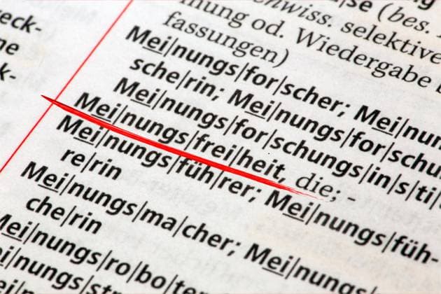 Symbolbild Meinungsfreiheit, Auszug aus der 28. Auflage des Duden *** Symbol image freedom of speech, excerpt from the 28 edition of Duden Copyright: xx