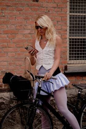 Copenhagen Fashion Week - Street Style Street style, Laura Tonder arriving at Lovechild 1979 Spring-Summer 2024 show, during Copenhagen Fashion Week, Denmark, on August 8, 2023. Photo by Marie-Paola Bertrand-Hillion ABACAPRESS.COM Copenhagen Denmark  Copyright: xBertrand-HillionxMarie-Paola ABACAx 863434_010 Bertrand-HillionxMarie-Paola ABACAx 863434_010