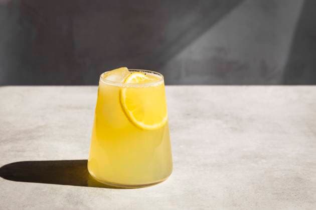 Homemade lemonade with ice and lemon slices in a glass. Homemade lemonade with ice and lemon slices in a glass. Copyright: xJoxBryantx JBR270423-10