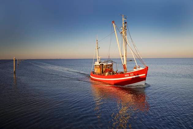 WTM_Nordsee_08.tif Krabbenkutter vor der Hafeneinfahrt nach Neuharlingersiel, Nationalpark Niedersaechsisches Wattenmeer, Niedersachsen, Deutschland, Europa Copyright: xZoonar.com StefanxZiesex 17823091