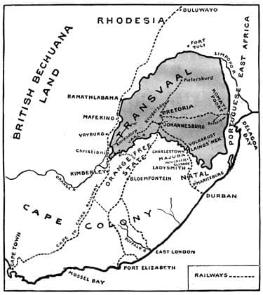 Theatre of war in South Africa - Boer War map Map of the war in South Africa in 1899. Date: 1899  Copyright: Copyrightx(c)Geminix2023.xCredit:xGemini 11111802