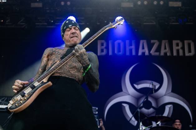Evan Seinfeld of US music band Biohazard performs during the Brutal Assault music festival focused on metal, on August 10, 2023, at the Josefov Fortress in Jaromer, Czech Republic. (CTKxPhoto DavidxTanecek) CTKPhotoP2023081007009  CTKPhotoP2023081007009
