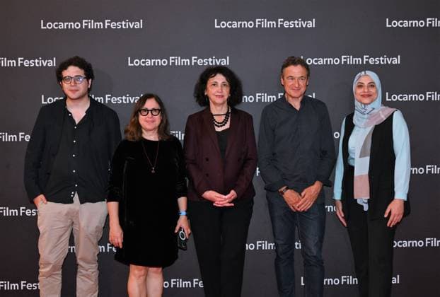 Locarno,Swiss Locarno Film Festival photocall red carpet Locarno,Swiss Locarno Film Festival 2023 Red carpet photocall Yury Fipresci In the photo:Davide Katz,Ivonete Pinto,Nada Azhari Gillon,Rasha Hosny,Jean Perret Locarno Swiss -  Copyright: xIPA ABACAx BRIPA20230812_022 IPA ABACAx BRIPA20230812_022