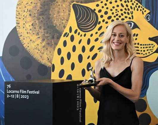 Locarno Film Festival, Preisträger Locarno, Swiss Locarno Film Festival Award 2023 Locarno,Swiss Locarno Film Festival 2023 Award 2023 photocall Concorso Internazionale Pardo for Best Performance film Animal In the photo:Dimitra Vilagopoulou actress Locarno Swiss -  Copyright: xIPA ABACAx BRIPA20230812_198 IPA ABACAx BRIPA20230812_198