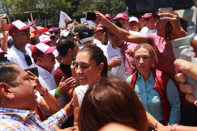 August 11, 2023 in Ciudad Mendoza, Veracruz, Mexico: The candidate for the coordination of defense of the transformation, Claudia Sheinbaum Pardo, attends a rally of the definition process, in the labor effort field of Ciudad Mendoza. On August 11, 2023 in Ciudad Mendoza, Mexico. Ciudad Mendoza Mexico - ZUMAe321 20230811_zia_e321_050 Copyright: xCarlosxSantiagox