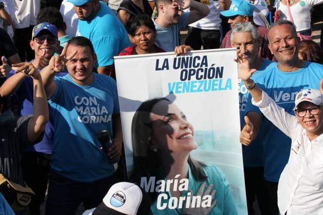 Maria Corina Machado of the opposition Party During A Rally in Maracaibo August 11, 2023, Marcaibo, Venezuela: Maria Corina Machado supportters, attend a rally of the the candidate of the opppssition Maria Corina Machado, that seeks to evic Socalist President Nicolas Maduro who aspires to be re-electe for a new presidencial term. on August 11, 2023 in Marcaibo, Venezuela, Credit:Jose Isaac Bula Urrutia Eyepix Avalon Venezuela, Zulia, Marcaibo  Copyright: xJosexIsaacxBulaxUrrutia xEyepixx xAvalonx 0796522890