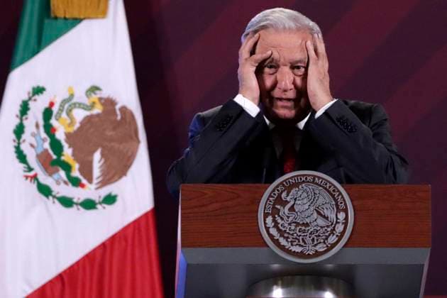 Mexiko, Andres Manuel Lopez Obrador Pressekonferenz The president of Mexico, Andres Manuel Lopez Obrador at a press conference at the National Palace August 14, 2023, Mexico City, Mexico: The President of Mexico, Andres Manuel Lopez Obrador at the press conference at the National Palace in Mexico City. on August 14, 2023 in Mexico City, Mexico (Photo by Luis Barron Eyepix Group). Copyright: xLuisxBarronx xEyepixxGroupx LB_20230814_A_AMLO23