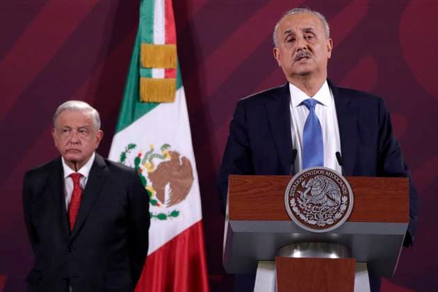 Mexiko, Andres Manuel Lopez Obrador Pressekonferenz August 14, 2023, Mexico City, Mexico: The governor of the state of Tabasco, Carlos Manuel Merino, in the press conference with the president of Mexico, Andres Manuel Lopez Obrador, at the National Palace in Mexico City. on August 14, 2023 in Mexico City, Mexico Mexico City Mexico - ZUMAe321 20230814_zia_e321_014 Copyright: xLuisxBarronx