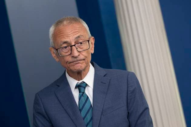 Senior Advisor to the President for Clean Energy Innovation John Podesta participates in the daily press briefing in the James S. Brady Press Briefing Room of the White House in Washington, DC, August 16, 2023. Copyright: xChrisxKleponisx xPoolxviaxCNPx MediaPunchx
