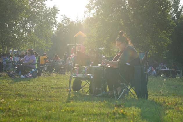 August 18, 2023, NESKANTAGA, ON, CAN: Community members play jackpot bingo during the Neskantaga First Nation Summer Festival, in Neskantaga, Ont., Friday, Aug. 18, 2023. NESKANTAGA CAN  - ZUMAc35_ 20230818_zaf_c35_100 Copyright: xChrisxYoungx