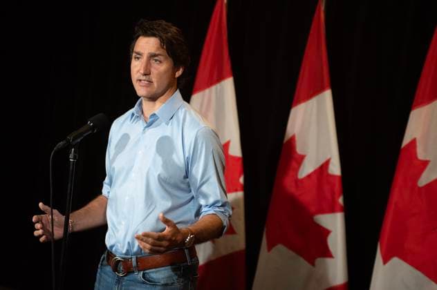News Themen der Woche KW33 News Bilder des Tages August 20, 2023, Charlottetown, PE, CANADA: Prime Minister Justin Trudeau makes a statement about the wildfires in Western Canada in Charlottetown, Sunday, Aug. 20, 2023. He and the rest of his cabinet is in the city for a retreat beginning Monday. Charlottetown CANADA  - ZUMAc35_ 20230820_zaf_c35_038 Copyright: xBrianxMcinnisx