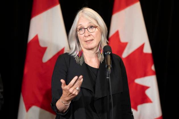 August 22, 2023, Charlottetown, PEI, Canada: Minister of Indigenous Services Patty Hajdu speaks to reporters during the Liberal Cabinet retreat in Charlottetown, P.E.I. on Tuesday, August 22, 2023. Charlottetown Canada  - ZUMAc35_ 20230822_zaf_c35_009 Copyright: xDarrenxCalabresex