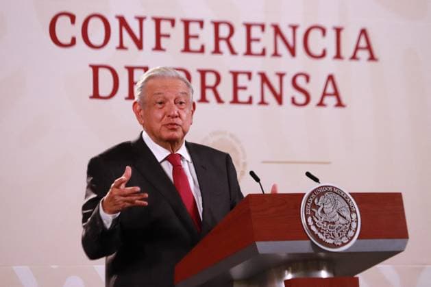 President, Lopez Obrador Offers News Conference - Mexico August 23, 2023 in Mexico City, Mexico: President of Mexico, Andres Manuel Lopez Obrador, gesticulates while speak during the briefing conference in front of reporters at the national palace on August 23, 2023 in Mexico City, Mexico. Photo by Carlos Santiago Eyepix Group ABACAPRESS.COM Mexico Mexico  Copyright: xEyepix ABACAx 864932_001 Eyepix ABACAx 864932_001